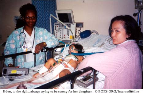 Jerden's Mother Eden never leaving her daughter. Here in the ICU.