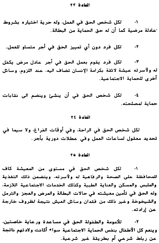 The Articles , Arabic version of the Universal Declaration of Human Rights, UDHR